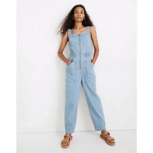 Madewell Denim Zip Smock-Waist Jumpsuit in Baisley Wash XS Utility